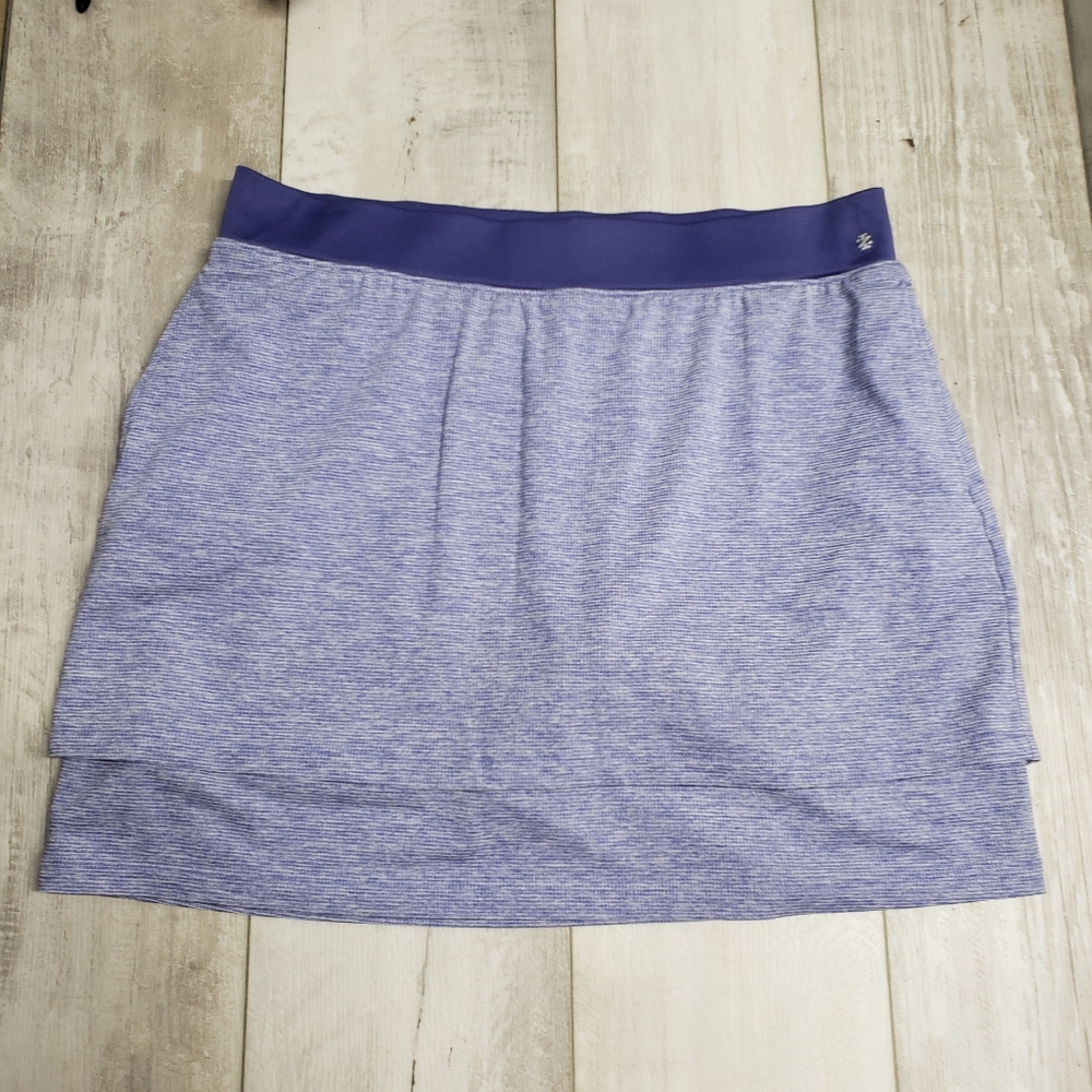 Izod Golf Skort Skirt Womens Large Purple Stretch Pull On Side Pockets 2 Tiered
